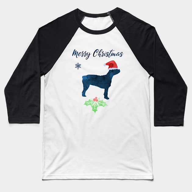 Christmas Dog - Boston Terrier Baseball T-Shirt by TheJollyMarten